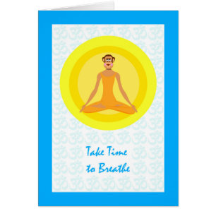 Cartão Chimp Yoga Pose, Tome tempo para respirar