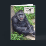 Cartão chimpanzee 62nd birthday<br><div class="desc">Chimpanzee leaning on rock with green vegetation for 62nd birthday.</div>