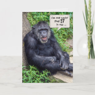 Cartão chimpanzee 67th birthday humor