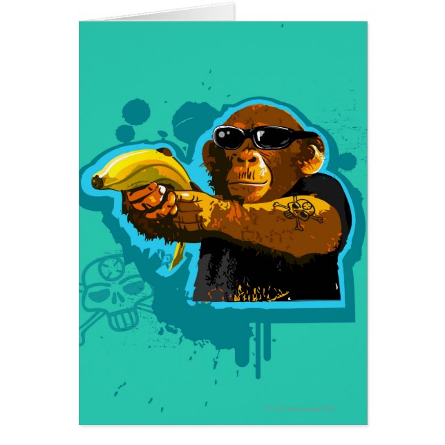 Cartão Chimpanzee com Banana (Frente)