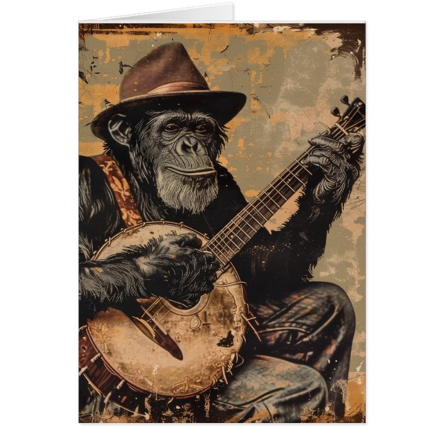 CARTÃO CHIMPANZEE MONKEY FUNNY BIRTHDAY GREETING CARD (Frente)