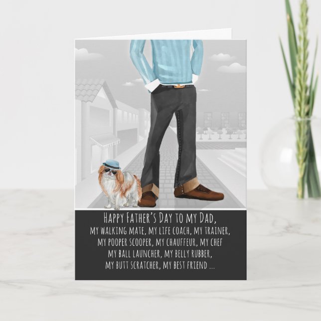 Cartão Chin japonês do Dia de os pais de cães (Frente)