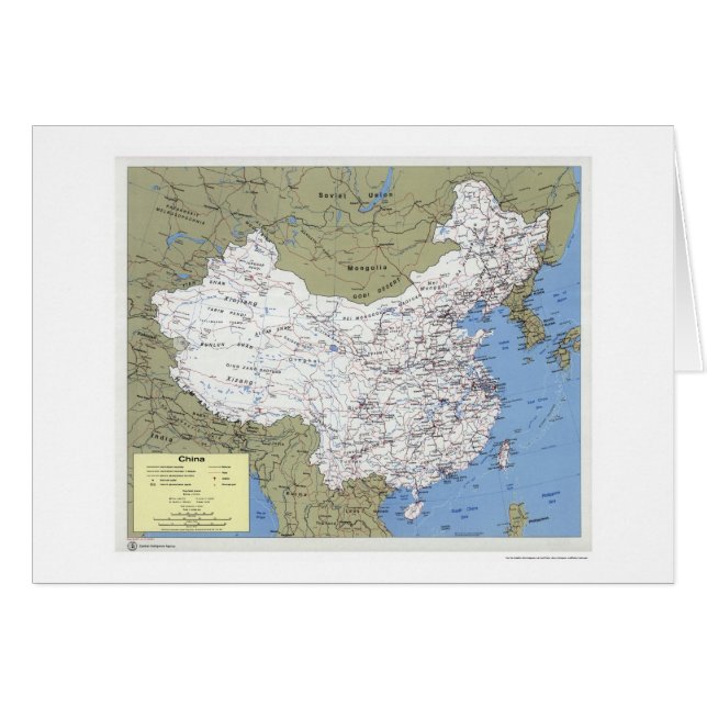 Cartão China detalhou o mapa - 1979 (Frente Horizontal)