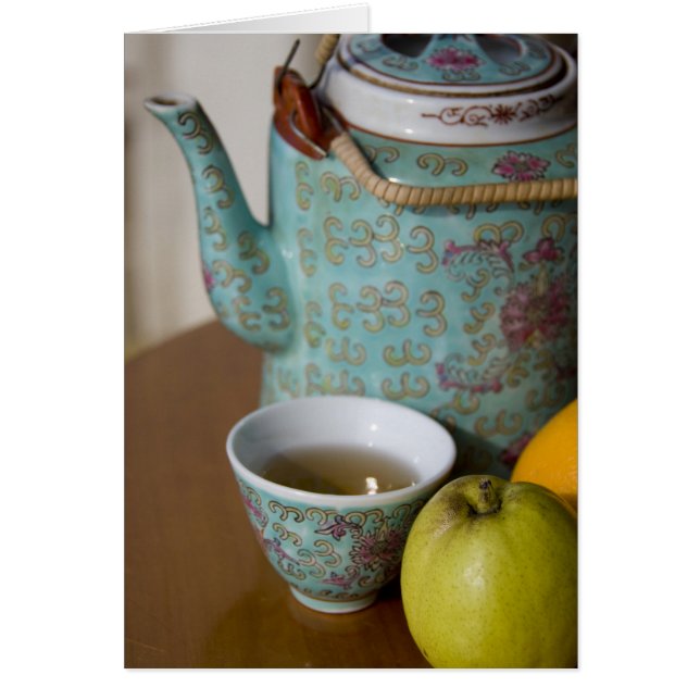 Cartão China, Hong Kong. Bule chinês tradicional e (Frente)