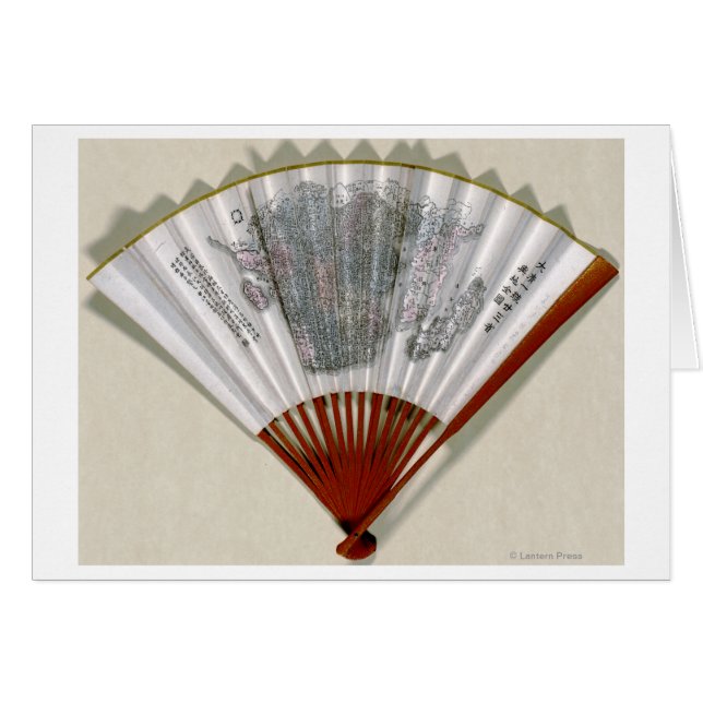 Cartão China na face de um mapa do fãPanorâmico (Frente Horizontal)