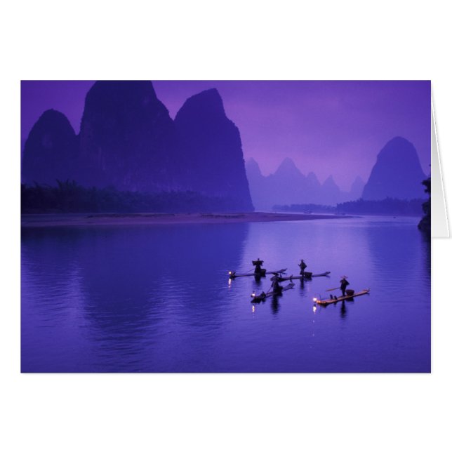 Cartão China, Rio Li. Pescadores de corormorões. (Frente Horizontal)