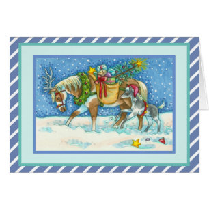 Cartão CHINCOTEAGUE PONIES CHRISTMAS GREEETING CARD Verse
