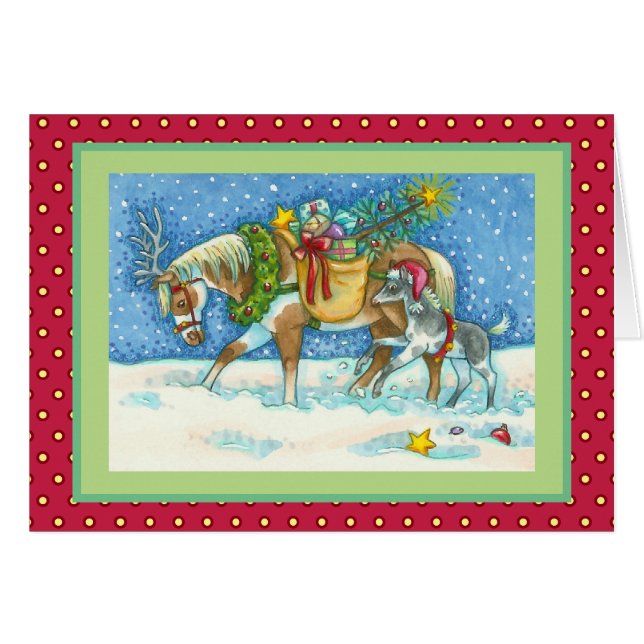 Cartão CHINCOTEAGUE PONIES CHRISTMAS GREEETING CARD Verse (Frente Horizontal)