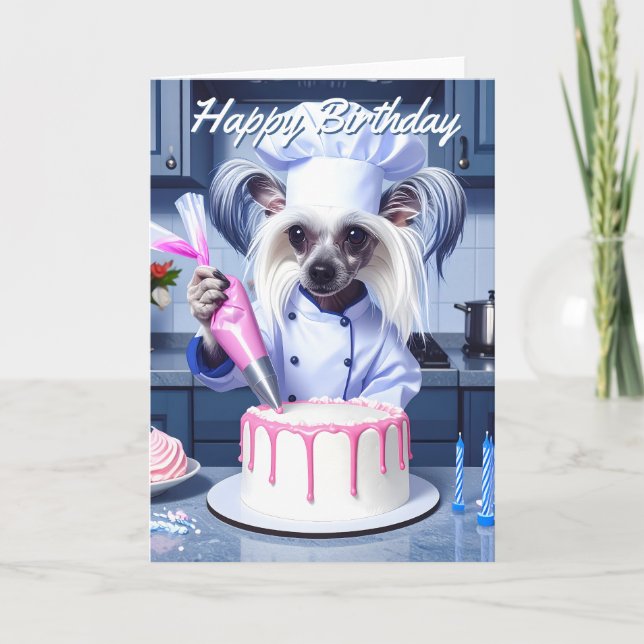 Cartão Chinese Crested Birthday (Frente)