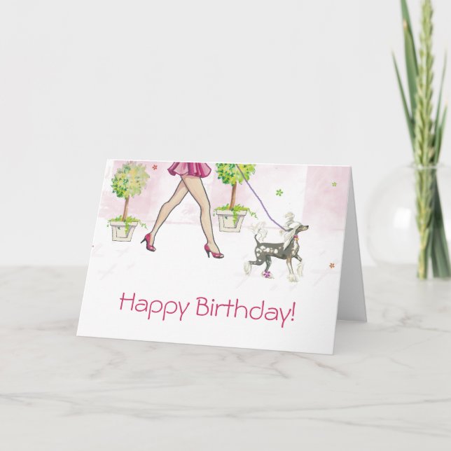 Cartão Chinese Crested Dog Birthday Cards (Frente)