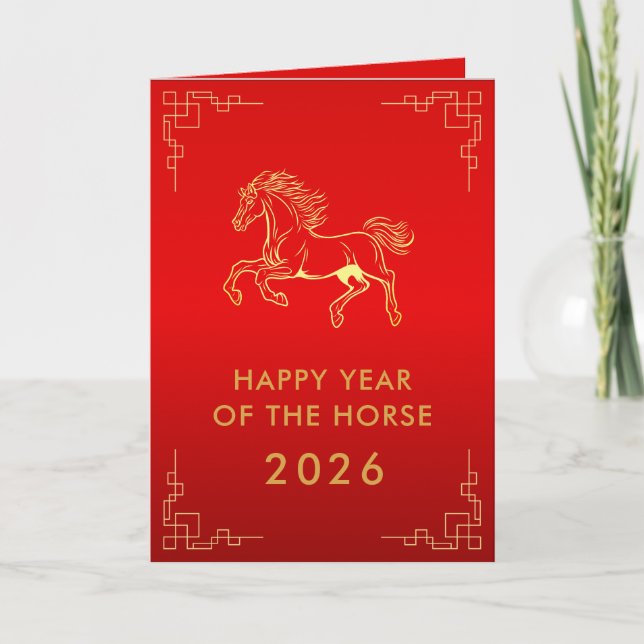 Cartão Chinese lunar New Year - Year of the Horse 2026 (Frente)