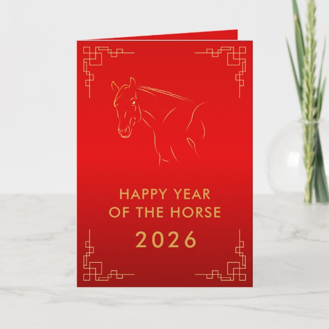 Cartão Chinese lunar New Year - Year of the Horse 2026 (Frente)