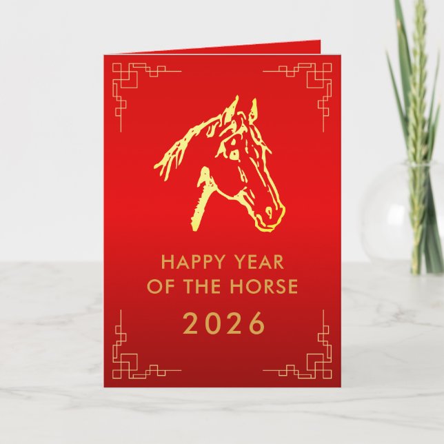 Cartão Chinese lunar New Year - Year of the Horse 2026 (Frente)