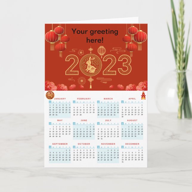 Cartão Chinese New Year 2023 Rabbit calendar (Frente)