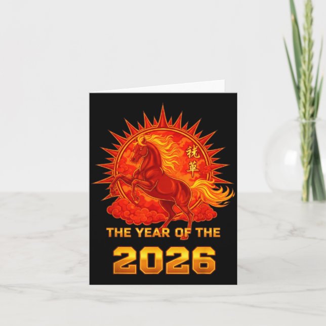 Cartão Chinese New Year 2026 Of The Fire Horse Men Women  (Frente)