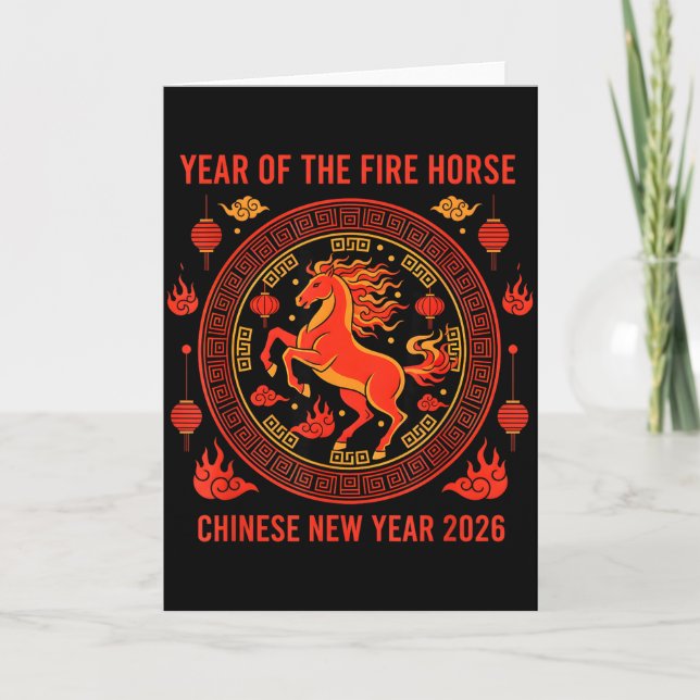 Cartão Chinese New Year 2026 Year Of The Fire Horse  (Frente)