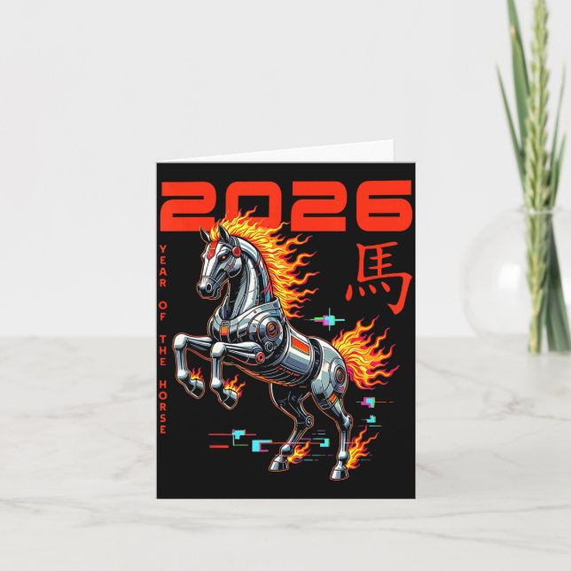Cartão Chinese New Year 2026 Year Of The Fire Horse Cyber (Frente)