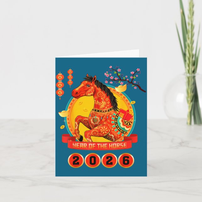 Cartão Chinese New Year 2026 Year Of The Horse Happy Luna (Frente)
