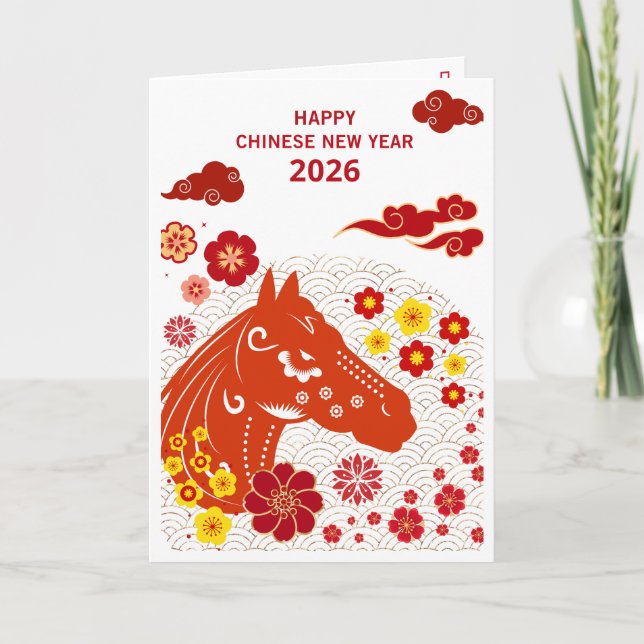 Cartão Chinese New year of the Horse 2026 (Frente)