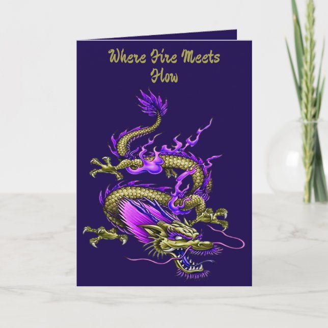 Cartão Chinese Yellow Wise Dragon Mythical Creature  (Frente)