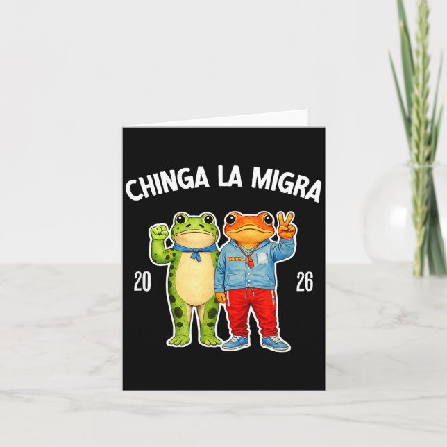 Cartão Chinga la migra gráfico de protesto de sapo engraç (Frente)