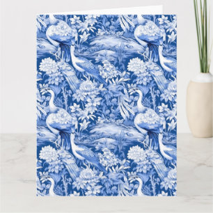 Cartão Chinoserie azul e branca Design 8