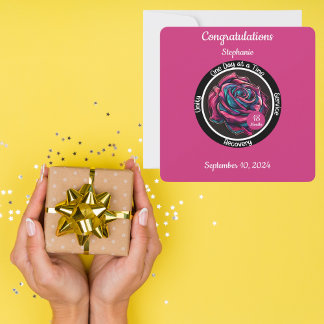 Cartão Chip rosa Sobriety | Recuperação em 12 etapas