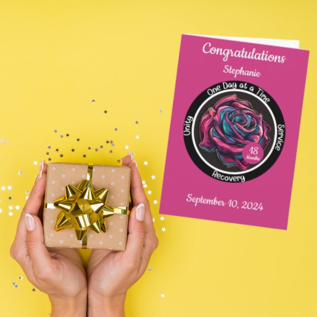 Cartão Chip rosa Sobriety | Recuperação em 12 etapas (Criador carregado)