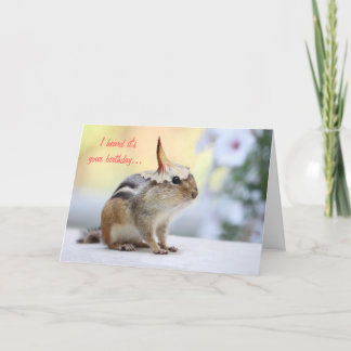Cartão Chipmunk Wearing Flower Party Hat