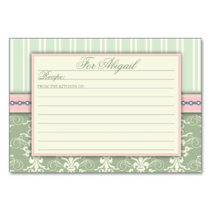 Cartão chique da receita do damasco & da listra