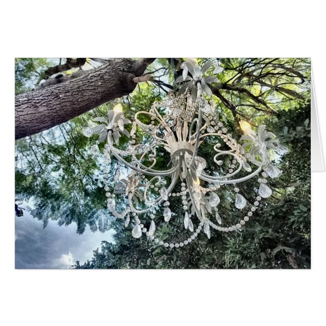 Cartão Chique White Crystal Chandelier (Frente Horizontal)