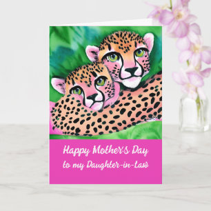 Cartão Chita Rosa Cub + Filha-de-Dia de as mães-da-mãe
