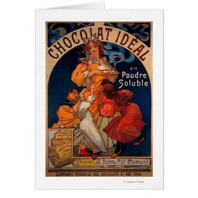 Cartão Chocolat Ideal Vintage Poster Europe (Frente)
