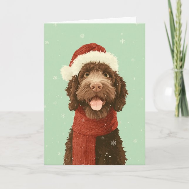 Cartão Chocolate Labradoodle Holiday Greeting (Frente)
