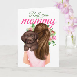 Cartão Chocolate Labrador Puppy Com Mulher Ruff Sua Mamãe