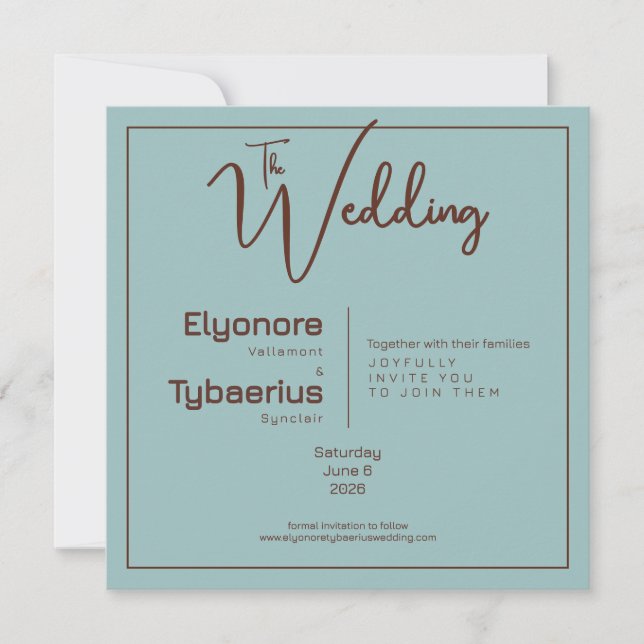 Cartão Chocolate Mood Minimal Wedding Invitation (Frente)