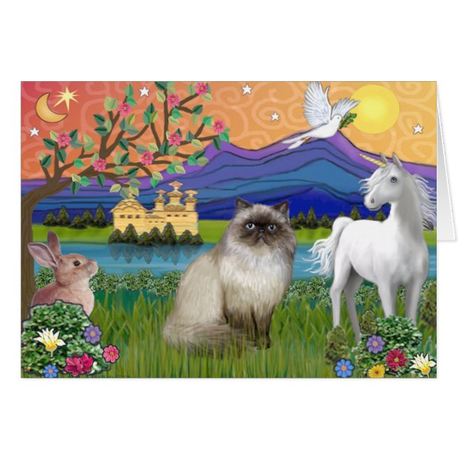 Cartão Chocolate Point Himalayan Cat - Terra Fantástica (Frente Horizontal)