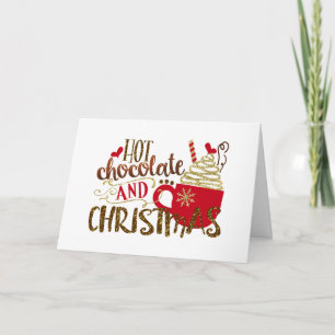 Cartão Chocolate Quente & Brilho de Glitter de Férias de