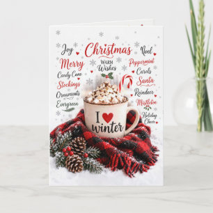 Cartão Chocolate Quente de Natal com Nuvem de Palavras