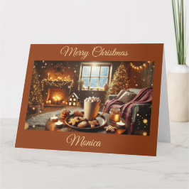 Cartão Chocolate Quente e Cookies no Dia de Natal