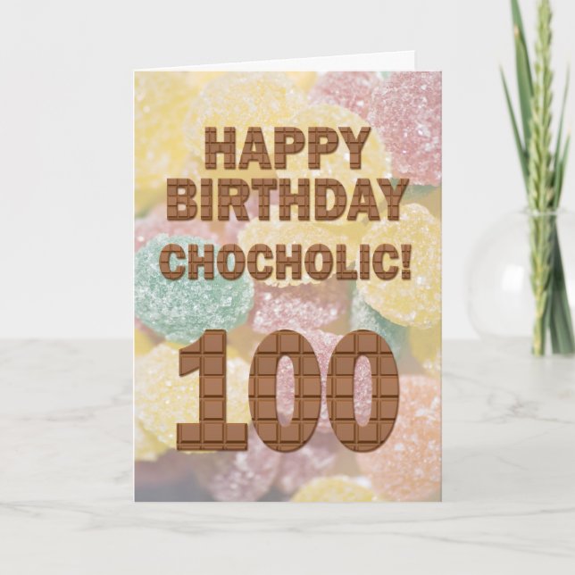 Cartão Chocolólico de aniversário de 100 anos (Frente)