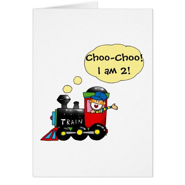 Cartão Choo-Choo! Eu sou 2! (Frente)