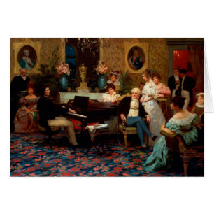 Cartão Chopin que joga o piano