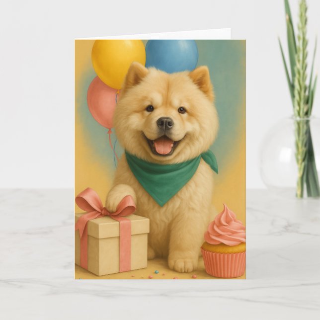 Cartão Chow Chow Birthday (Frente)