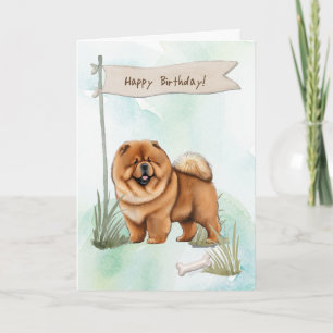 Cartão Chow Chow Breed Dog Lá Fora Sob Sinal De Aniversár