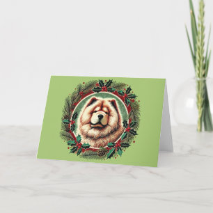 Cartão Chow Chow Café Cama de Natal