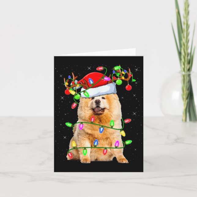 Cartão Chow Chow Dog Lover Xmas Lighting Santa Chow Chow  (Frente)