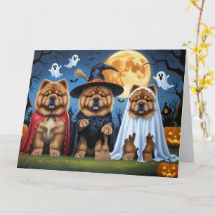 Cartão Chow Chow Dog Pumpkin Halloween Engraçado