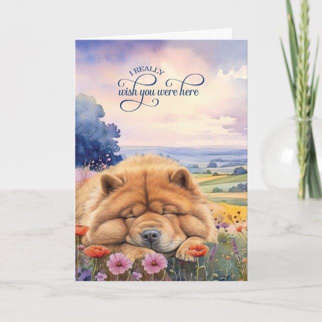 Cartão Chow Chow Dog Wildflowers Scenic Vista Miss You (Frente)