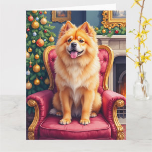Cartão Chow Chow Majestoso pela Árvore de Natal de Natal